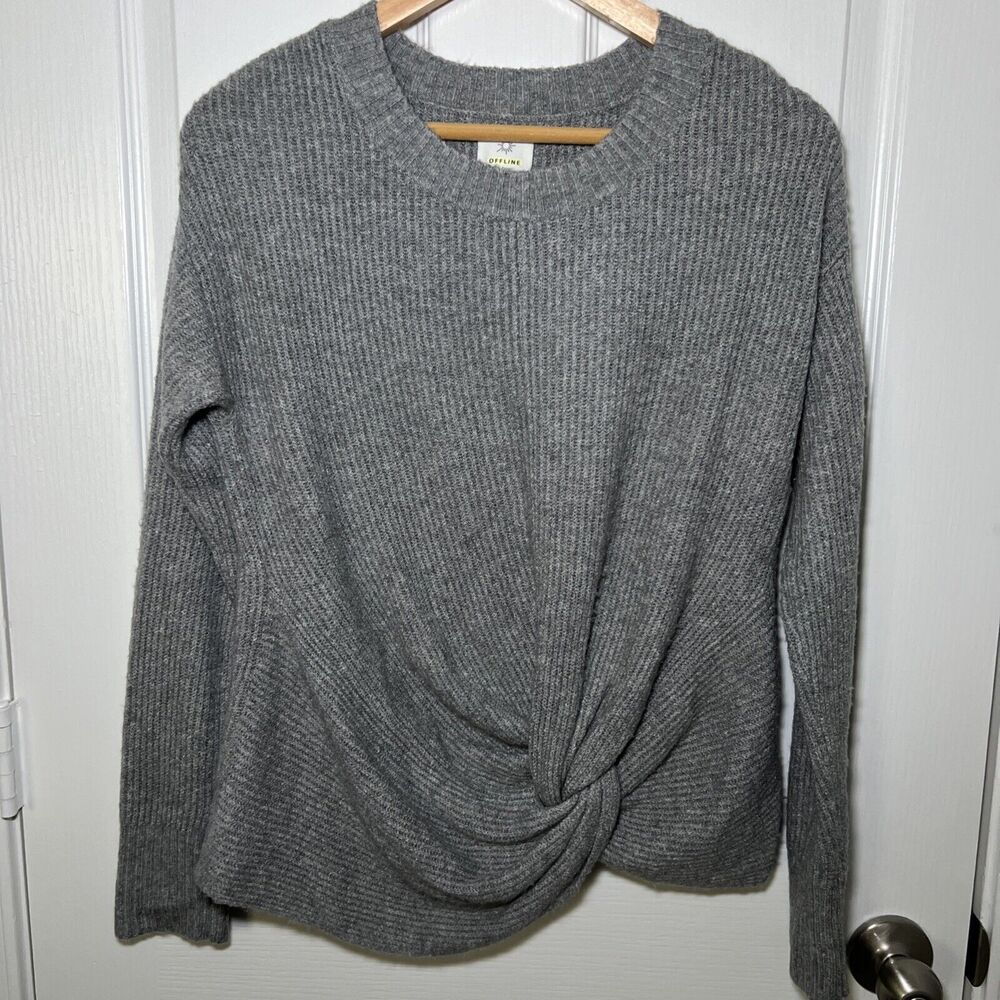 Aerie Offline Twist Front Sweater Size Medium Long Sleeve Ribbed Stretchy